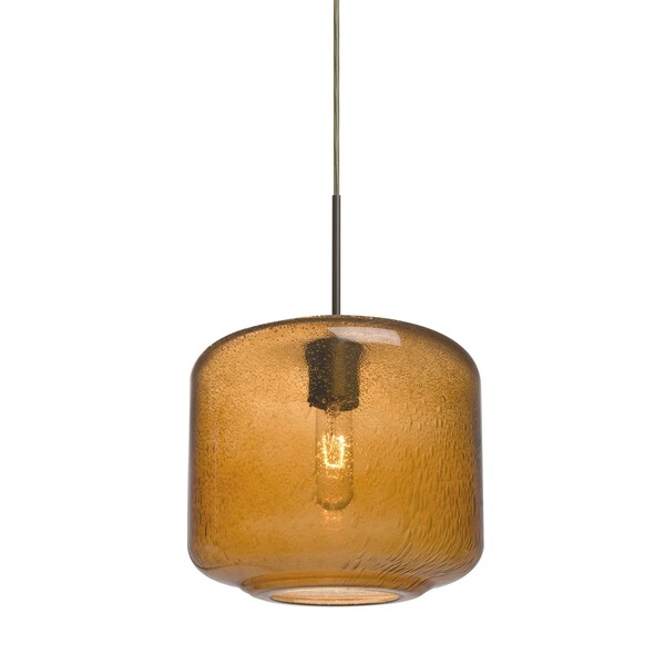 Besa Lighting Niles 10 Cord Pendant, Amber Bubble, Bronze, 1x60W Incandescent 1JT-NILES10AM-BR - main